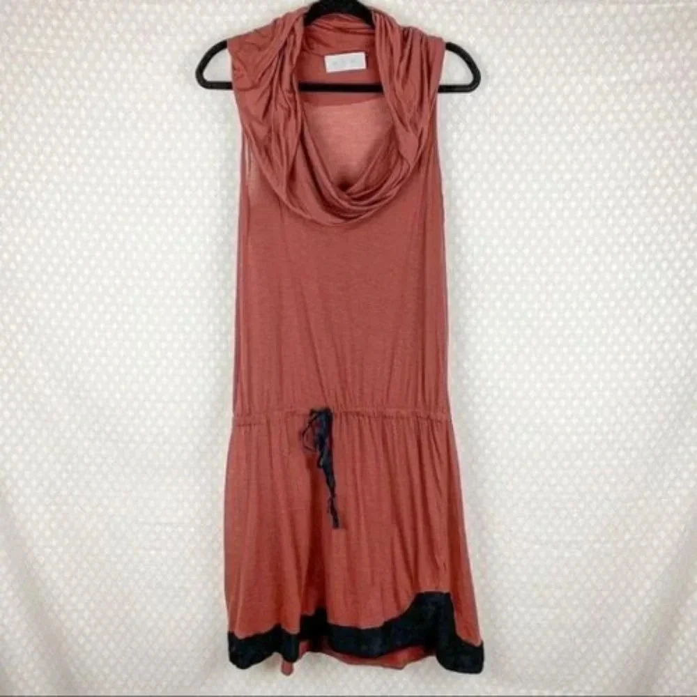 A.L.C. Maroon Tie Waist Cowl Neck Dress